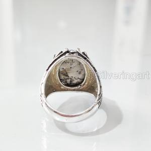 แหวนเงินแท้ 925 ประดับโอปอลธรรมชาติ ลายกิ่งก้าน สำหรับผู้ชาย ของขวัญวันเกิดเดือนตุลาคม ของขวัญคริสต์มาสแบบอาหรับ - Product Image 6