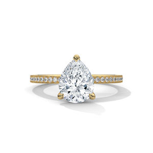 Bague de mariage pour femme VS VVS Color D E F Super White Lab Grown Diamond Pear Cut sur Simple Fashion Sterling & 18K Gold - Product Image 1