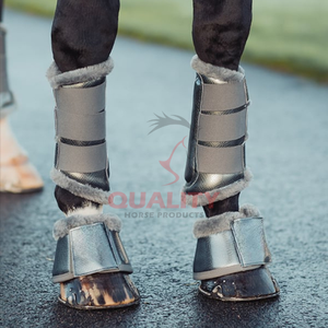 Botas de campana de caballo personalizadas impermeables de cuero PU exterior duradero absorción de impacto forro de poliéster de peluche suave para entrenamiento y equitación - Product Image 3