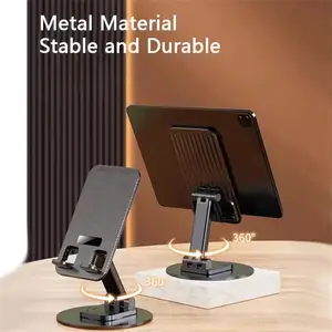 Soporte para tableta de aluminio giratorio de 360 grados Soporte plegable ajustable para teléfono móvil para escritorio