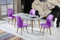 Ensemble de table et de chaises de salle à manger extensible moderne, portable et imperméable, plateau en bois durable, écologique, fait à la main, 4 places pour la salle à manger à domicile