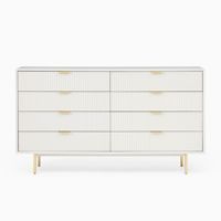 Luxuriöse Kommode für Hotels, 8 Schubladen, Schlafzimmermöbel, Gold-Weiß-Finish, Massivholz, Schlafzimmereinrichtung für Zuhause