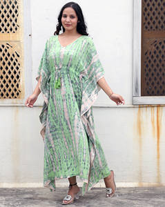 100% rayonne cravate teinture caftan doux indien fait à la main cravate teinture caftan longue Maxi Boho robe d'été longueur de plancher Caftan robe - Product Image 2