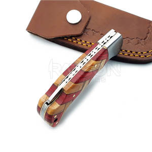 Cuchillo de bolsillo plegable multifunción de acero inoxidable con cuchillo plegable de acero de Damasco cuchillo con mango de hueso - Product Image 4