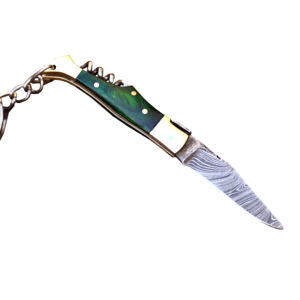 Cuchillo Plegable de Acero de Damasco Hecho a Mano, Abridor de Vino de Acero Inoxidable, Llavero de Bolsillo, Mango de Madera, Ideal para Supervivencia - Product Image 2