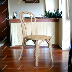 Silla de comedor de madera maciza de lujo ligera de diseño moderno, silla de ocio Retro con respaldo cruzado para restaurante, uso en eventos, Sillas apilables - Product Image 6