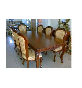 ชุดโต๊ะอาหารไม้สไตล์วินเทจพร้อมเก้าอี้ เหมาะสำหรับบ้านสไตล์โบราณ ตกแต่งภายในแบบวัฒนธรรม และห้องรับประทานอาหารขนาดใหญ่ - Product Image 5