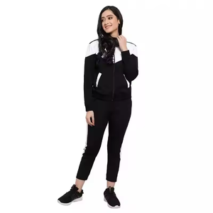 ชุดวอร์มออกกำลังกายแขนยาวสำหรับผู้หญิงชุดวอร์มออกกำลังกายชุดออกกำลังกายสีดำ - Product Image 2