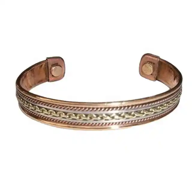 Bracelet magnétique en cuivre le plus vendu avec des motifs portant des avantages pour la santé Bracelets de thérapie magnétique