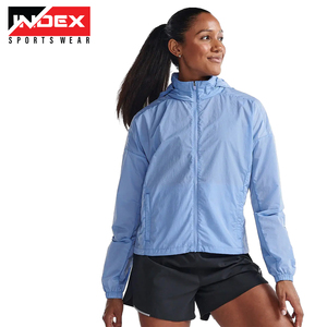 Veste de pluie légère imperméable pour femmes coupe-vent imprimé décontracté avec capuche pour randonnée fermeture à glissière - Product Image 2