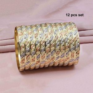 Bracelets remplis d'or tricolores en gros, bracelets de formation plaqués or 3 tons, ensemble de bracelets multi-tons, bracelets en laiton doré 3 tons. - Product Image 2