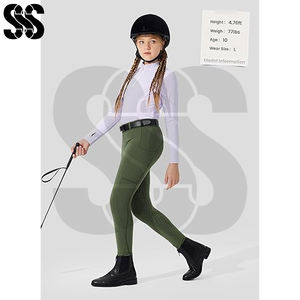 Pantalons d'équitation pour femmes, taille haute, tissu extensible en polyester/spandex, confortables et durables, pantalons d'équitation - Product Image 4