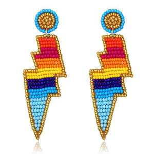 Pendientes de cuentas de estilo americano europeo, tachuelas bohemias occidentales rojas de loro, estilo clásico para bodas, venta al por mayor empanada de oro - Product Image 5