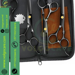 2024 prix raisonnable 8 pièces Kit de ciseaux de coupe de cheveux noir or professionnel maison coupe de cheveux ensemble de barbier - Product Image 6