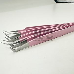 Nouvelles pinces à extensions de cils en vison avec design en forme de cœur, option de logo sur la poignée, acier inoxydable, poignée confortable, meilleur prix - Product Image 3