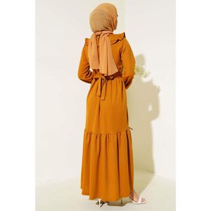 Robe ceinturée à col pour bébé moutarde - Product Image 1