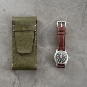 Portable en cuir véritable montre boîte Bracelet mode sac de rangement bijoux de voyage pochette en cuir montre pochette sac étui WR-0004 - Product Image 1