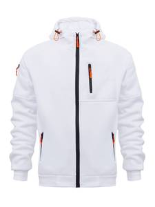 Sudadera con capucha de algodón 100% de alta calidad para hombre, sudaderas con capucha transpirables de gran tamaño con bolsillos y cremallera, sudaderas con capucha blancas en blanco para otoño - Product Image 2