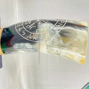 Vaso de cuerno de buey vikingo grabado Medieval para cerveza, vino, hidromiel, cerveza, cerveza, café, Búfalo, vasos de cuerno para beber de Falak World Export - Product Image 2