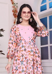 VESTIDO MODERNO DE RAYÓN PARA FIESTAS, ESTILO OFICINAL, COMPLETO PARA USO CASUAL, 1 PIEZA, ESTAMPADO EN RELIEF, TOTALMENTE EVASÉ - Product Image 2