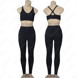 Ensemble de sport et de yoga côtelé sans couture 2 pièces de haute qualité 2026 personnalisé pour femme - Product Image 2