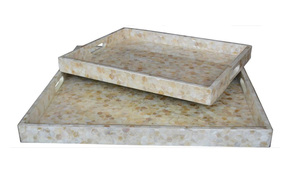 Bandejas para servir con incrustaciones de hueso hechas a mano de diseño único Bandejas decorativas elegantes y mejores Ecológicas y sostenibles en la India - Product Image 3