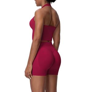 Custom Wholesale Women Naked Feel Hollow Out <b>Sports</b> <b>Bra</b> & Yoga <b>Shorts</b> <b>Set</b> Two Piece Womens Fitness Workout <b>Set</b> - Product Image 5