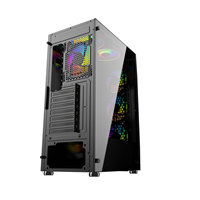 Kinpower — coque pour ordinateur de jeu ATX, moyenne tour de PC avec 6 ventilateurs RGB de 120mm, en verre trempé
