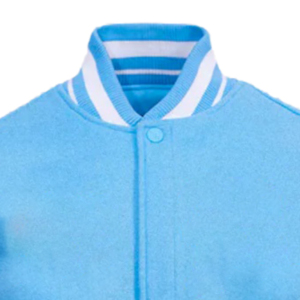 Men's Light Blue <b>White</b> Varsity <b>Jacket</b> Preppy Style Turn-down Collar Regular Sleeve Heat-Transfer Printing Left Sleeve Logo - Product Image 5