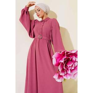 Robe décontractée Dusty Rose à manches ballon et col chemise - Product Image 2