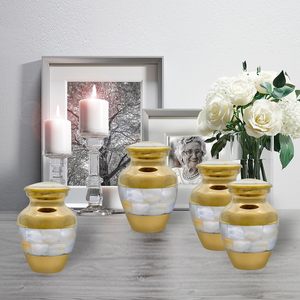Urne funéraire en laiton de style traditionnel pour petites cendres en nacre Ensemble de 4 urnes symboliques Boîte noire Matériau en aluminium - Product Image 4