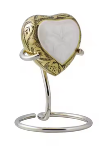 Urne funéraire élégante souvenir 2025 émail marron imprimé graver à la main coeur métal souvenir coeur support à prix abordable - Product Image 6