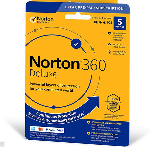Norton 360 Deluxe 50 GB Cloud Storage 5 Devices 1 Year euro
