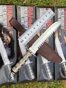 Cuchillo de Camping de 13 Pulgadas con Brújula, Funda de Cuero, Espiga Dentada, Mango de Metal, Personalizable OEM, Gran Venta - Product Image 3