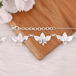 Collar de Plata de Ley 925 con Colgante de Loto Grueso, Cadena de Eslabones, Cuentas, Joyería Fina para Mujer, Venta al por Mayor - Product Image 2