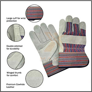 Breathable in Stock Custom Logo Leather Working <b>Gloves</b> with Fire Proof Anti-Slip Waterproof Features and Safety Cuff - Product Image 3
