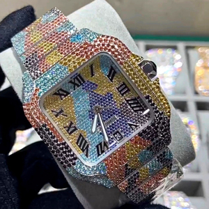 High-endหรูหราที่กําหนดเองผู้ชายผู้หญิงBlingเต็มMoissaniteนาฬิกาVVS Hip Hop Iced Outสแตนเลสสตีลนาฬิกา - Product Image 6