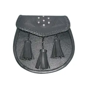Cinturón y emblema de cuero negro estilo irlandés para hombre, Kilt, talla única, SPORRAN