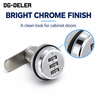 Serrure à combinaison à 3 chiffres sans clé chromée 16mm 20mm 25mm 30mm pour armoires et casiers