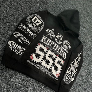 Nuevo Conjunto de Hombre 2026, Estilo Urbano Vintage, Sudadera Gruesa Vintage, Pantalones Acampanados Estilo Americano, Mangas Estampadas, Servicio OEM - Product Image 4