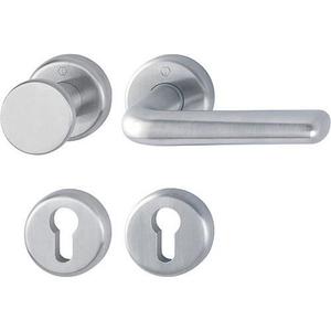 Manijas Planas de Acero Inoxidable HOPPE para Cerraduras Redondas PZ DIN, Juego de Rosetas Izquierda/Derecha E48/17KV/17KVS/1730Z - Product Image 1