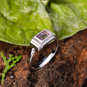 3,2 gramos 92,5 plata esterlina amatista Natural piedra preciosa facetada forma rectangular hecho a mano último anillo de diseño Simple - Product Image 4