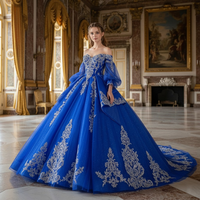 Robes de Quinceañera Jancember 20292, magnifiques, bleu royal, style cœur, empire, avec un grand nœud