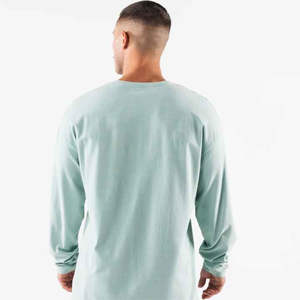 T-shirt surdimensionné personnalisé pour homme, effet délavé au soleil, double couche, manches longues, haut en coton, manches longues, coton, surdimensionné, ample - Product Image 5