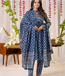 <b>Women</b> Jaipur Printed <b>Kurti</b> Set | Soft Malmal Fabric with Dupatta & Side Pockets Side Pockets & Ethnic Design <b>Women</b> Ethnic Wear - Product Image 1