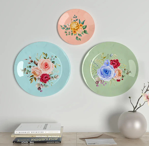 Ensemble de 3 assiettes murales en cuivre peintes à la main, design floral mandala traditionnel, collection de décorations artisanales pour la maison - Product Image 3