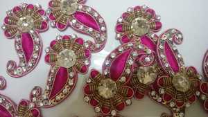 Luxe fait à la main rouge cristal perlé patchs larme Motif Floral Couture vêtements embrayages accessoires de mariée inde coeur toile - Product Image 6