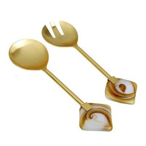 Juego de servidor de ensalada de metal moderno, utensilio de comedor de diseñador, esencial para el hogar elegante - Product Image 3