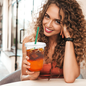 Gobelets en plastique jetables biodégradables transparents avec fente pour paille et couvercles, écologiques, étanches pour boissons froides, milkshakes, café glacé à emporter - Product Image 2