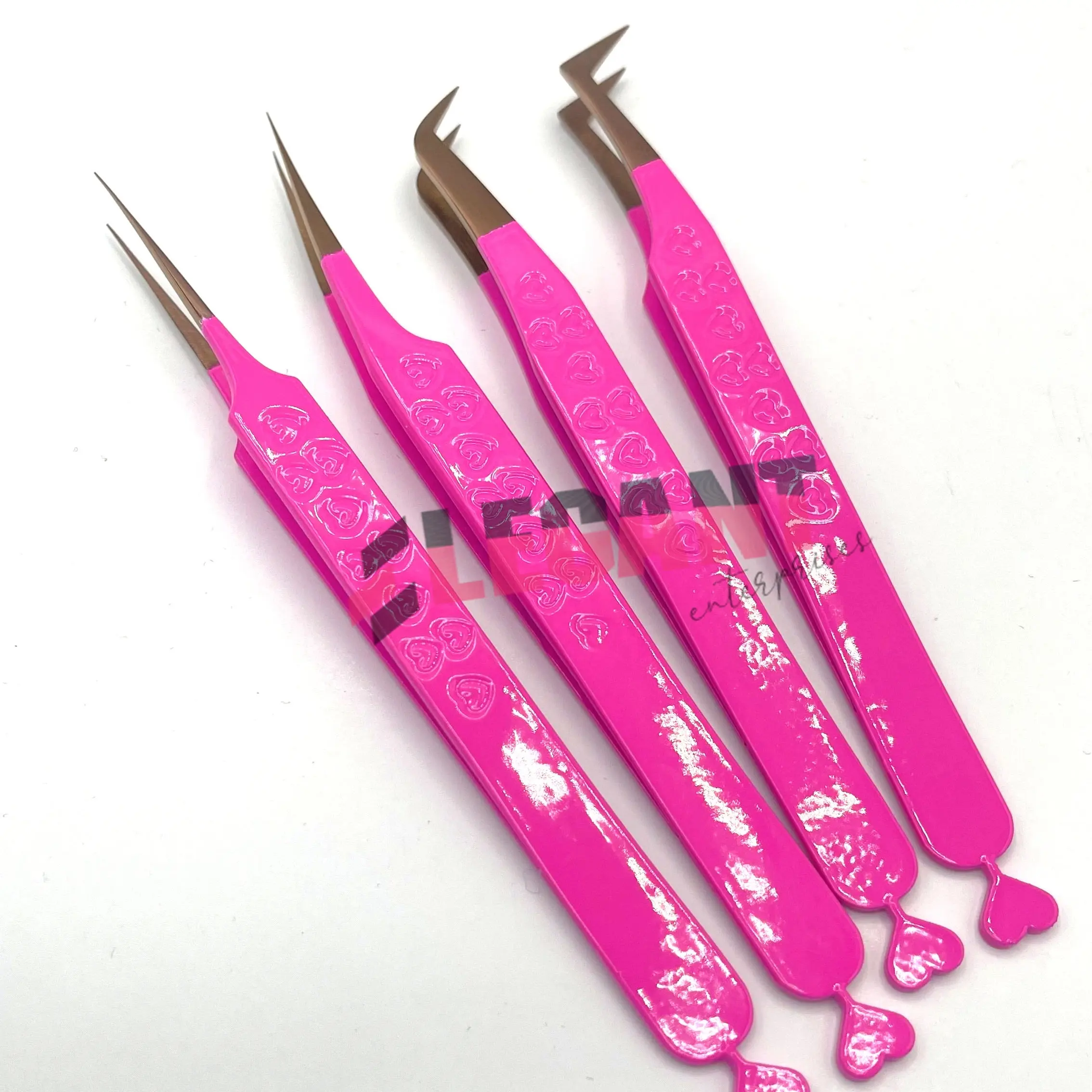 Rose Gold Tips Heart Grip Heart Design Stainless Steel Eyelash Extension Tweezers Sustainable With Custom Brand Name